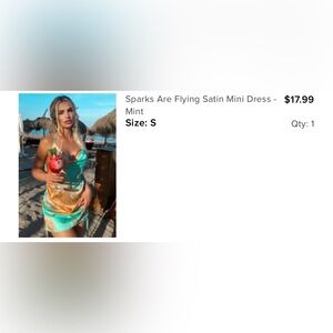 Fashion Nova Turquoise and Amber Mini Dress